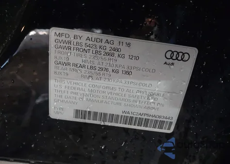 2017 Audi Q5 2.0T Premium z USA, uszkodzony, nr VIN WA1C2AFP5HA083443